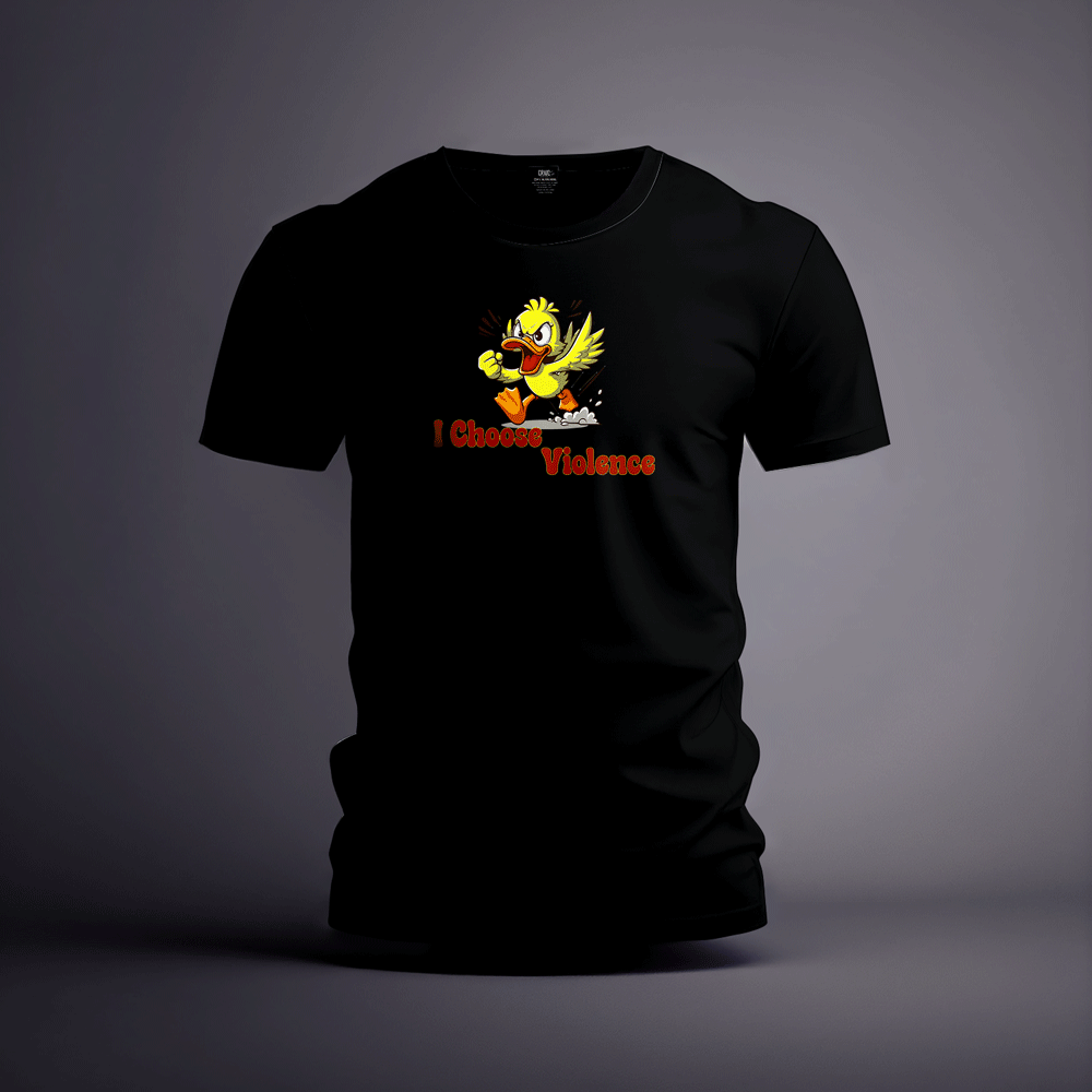 CraicTee-"I Choose Violence" Angry Duck T-Shirt Vibrant Direct-to-Film Print 100% Premium Cotton - Image 2