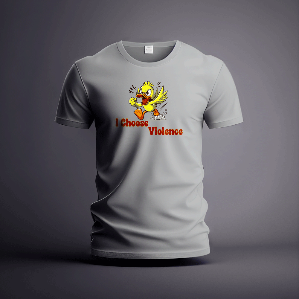 CraicTee-"I Choose Violence" Angry Duck T-Shirt Vibrant Direct-to-Film Print 100% Premium Cotton - Image 3