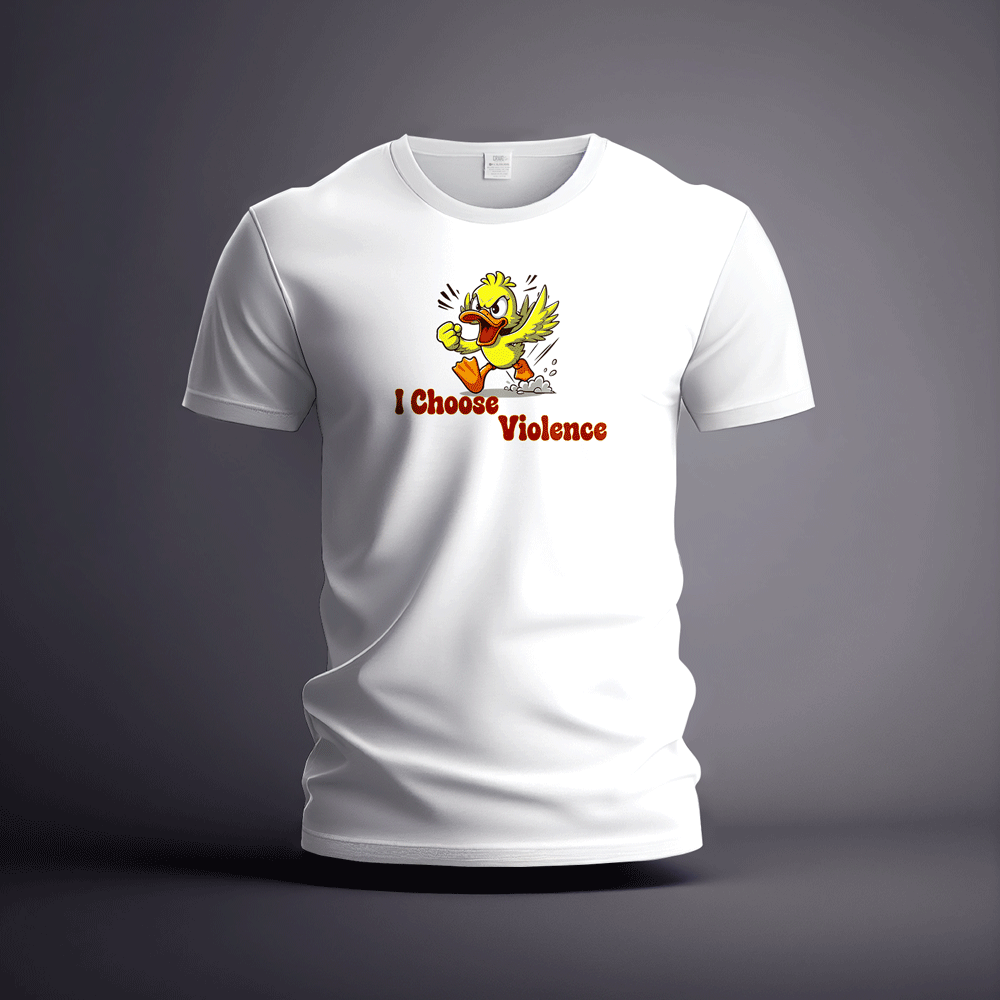 CraicTee-"I Choose Violence" Angry Duck T-Shirt Vibrant Direct-to-Film Print 100% Premium Cotton - Image 4