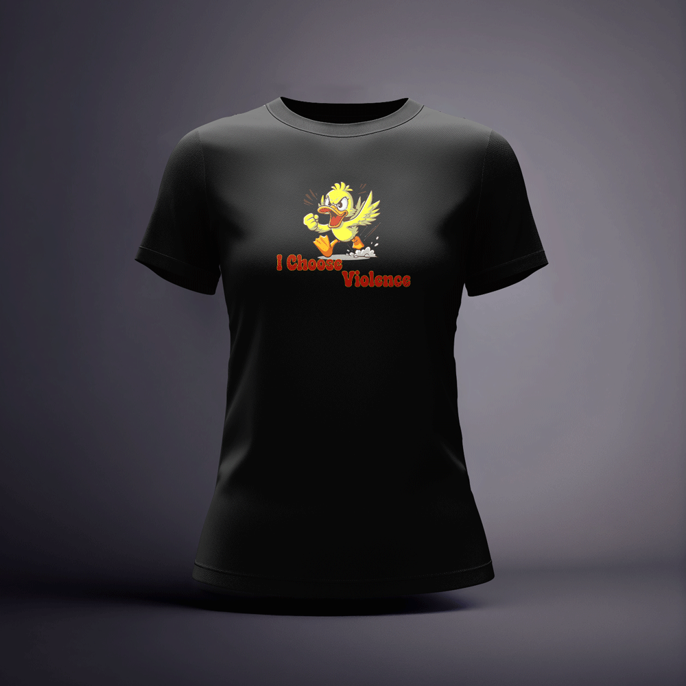 CraicTee-"I Choose Violence" Angry Duck T-Shirt Vibrant Direct-to-Film Print 100% Premium Cotton - Image 5