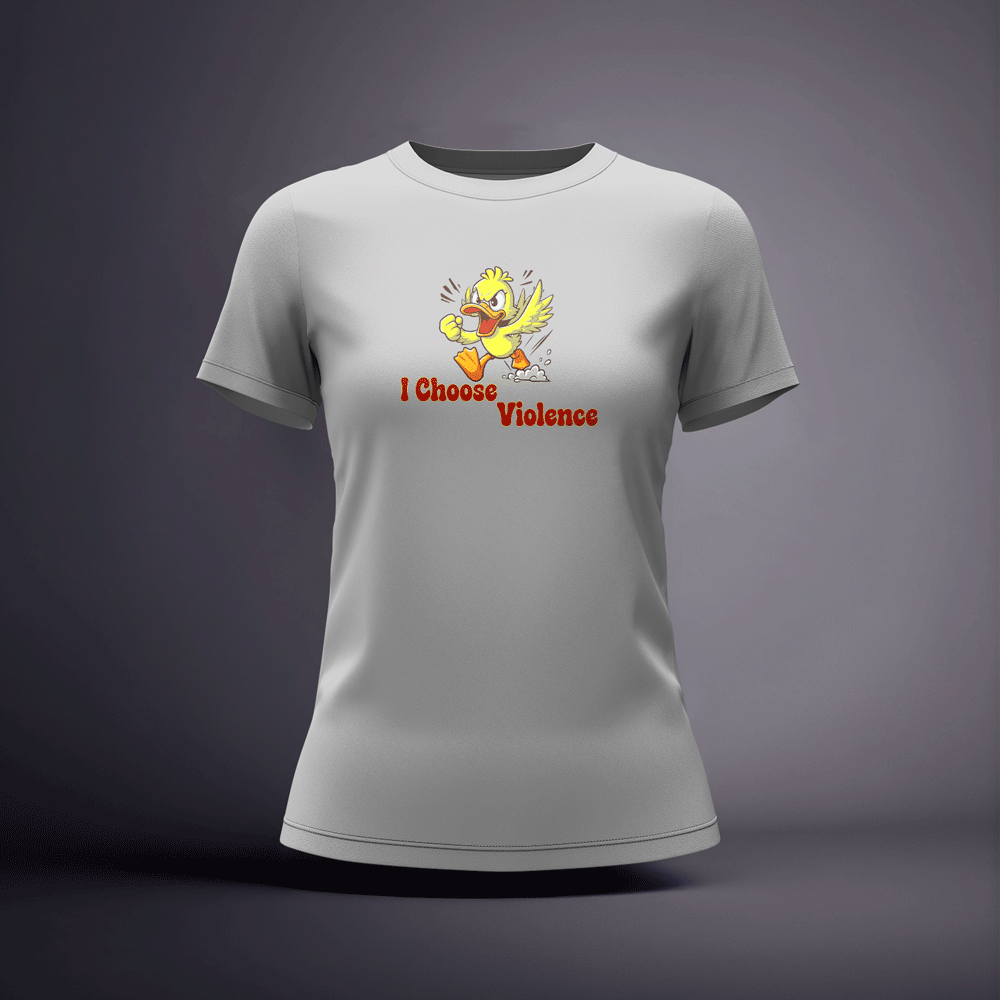 CraicTee-"I Choose Violence" Angry Duck T-Shirt Vibrant Direct-to-Film Print 100% Premium Cotton - Image 6