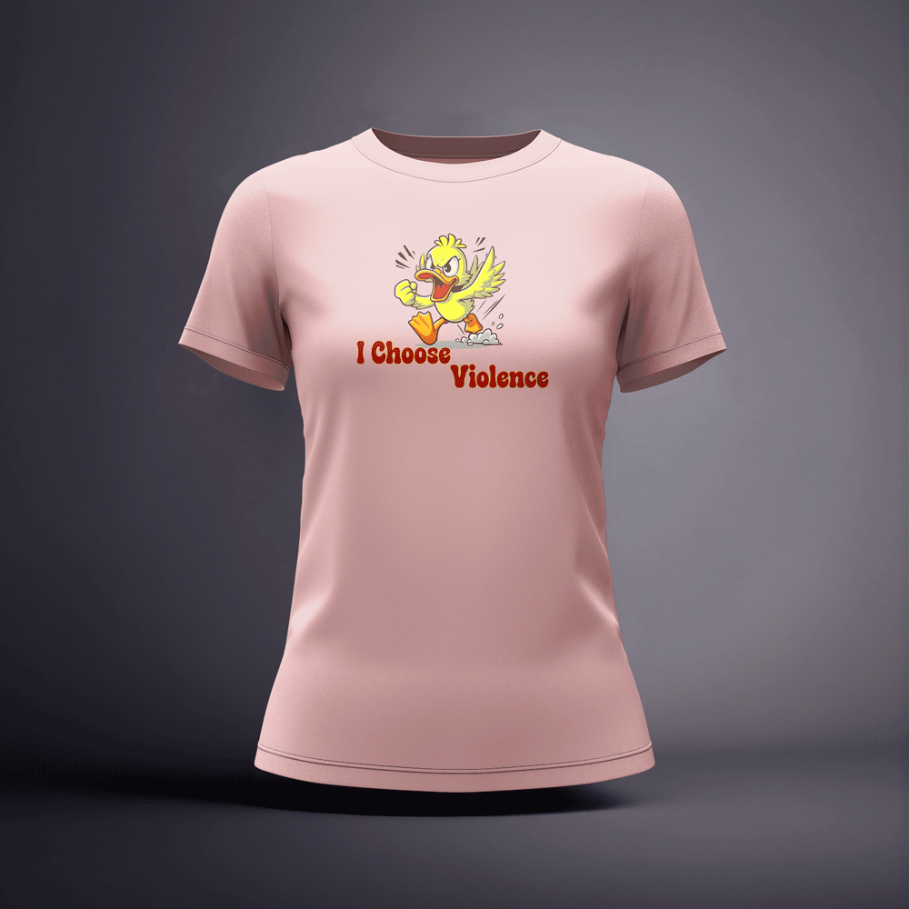 CraicTee-"I Choose Violence" Angry Duck T-Shirt Vibrant Direct-to-Film Print 100% Premium Cotton - Image 7