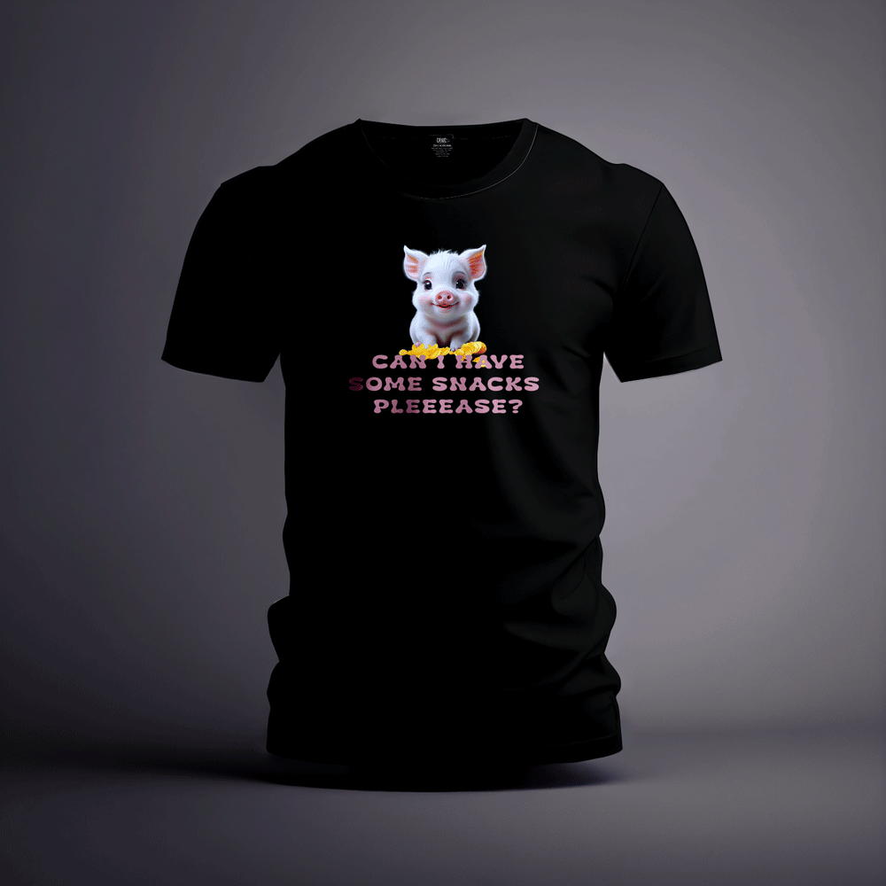 CraicTee-Cute Pink Piglet Snack Lover Graphic Tee 100% Premium Cotton - Image 4