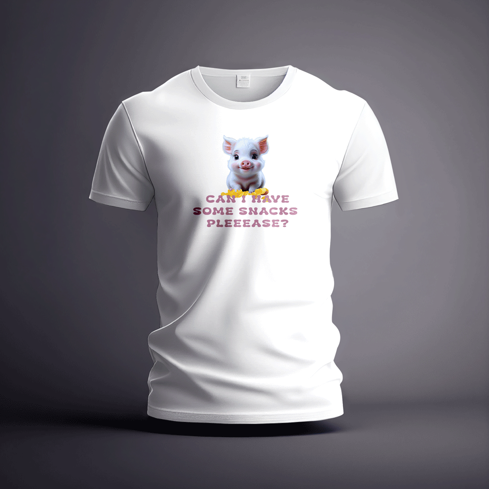 CraicTee-Cute Pink Piglet Snack Lover Graphic Tee 100% Premium Cotton - Image 5