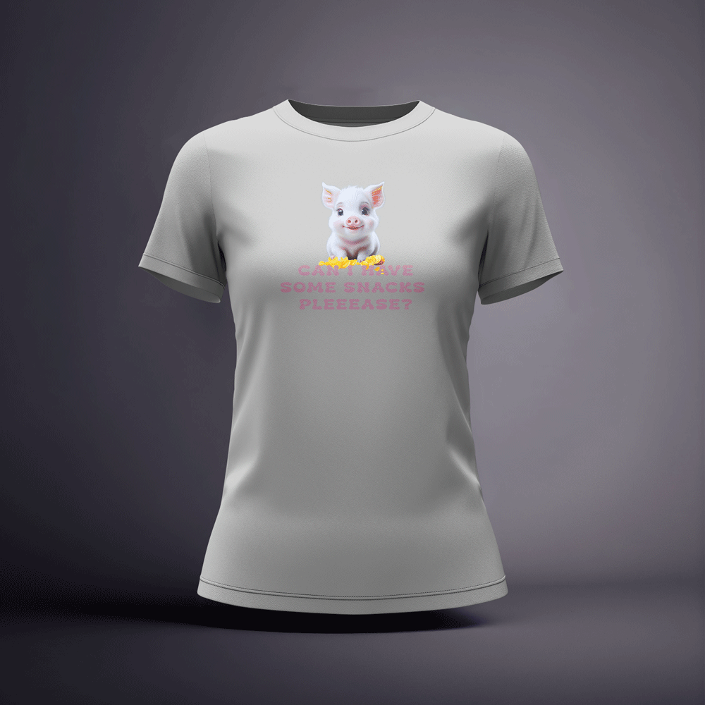CraicTee-Cute Pink Piglet Snack Lover Graphic Tee 100% Premium Cotton - Image 7