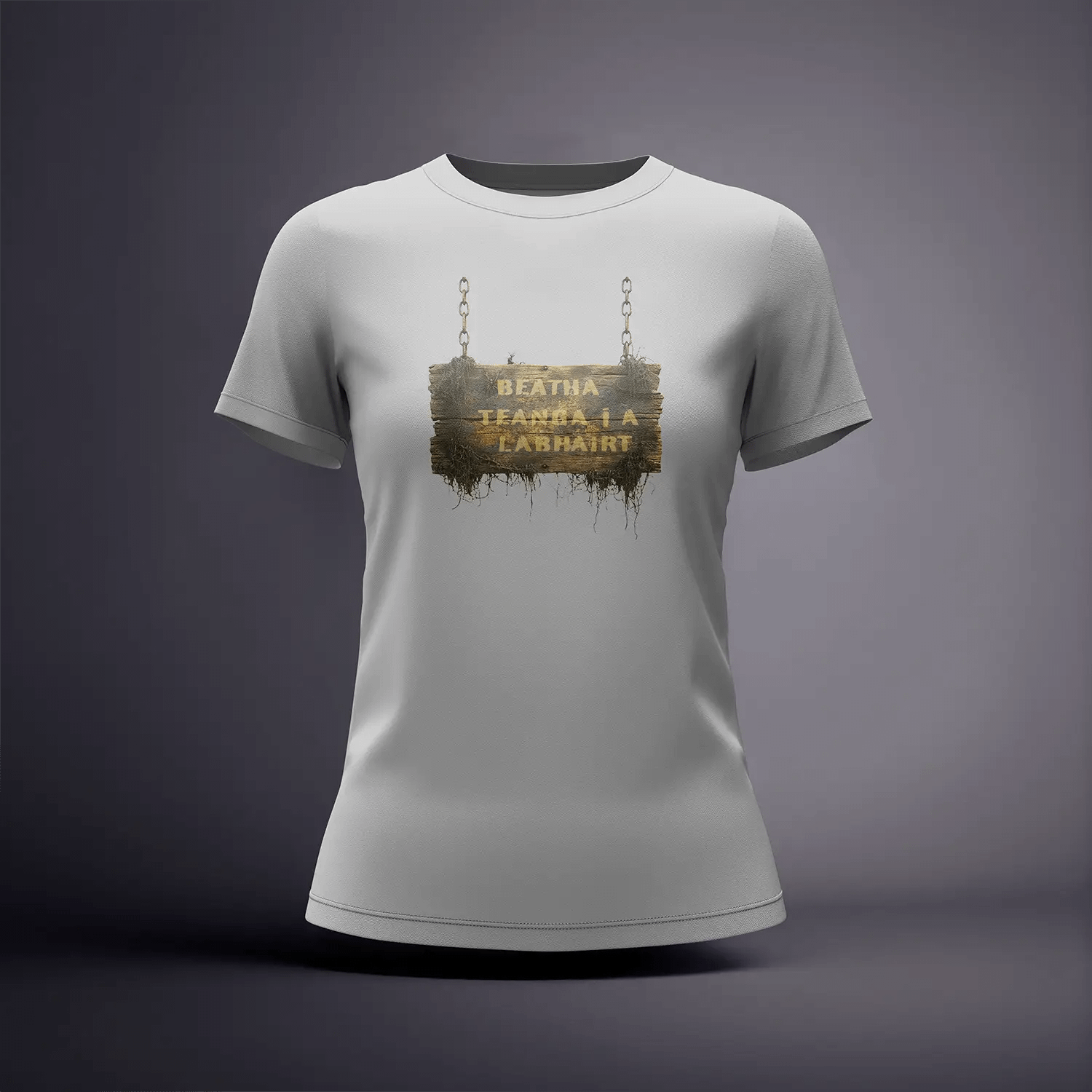 CraicTee-Beatha Teanga i a Labhairt Irish 100% Cotton T-Shirt | Gaeilge Language Quote | Rustic Wood Design - Image 5