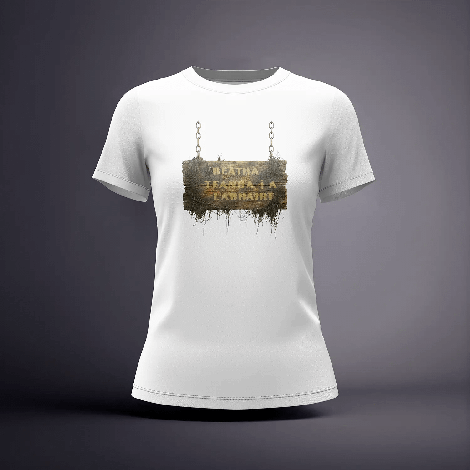 CraicTee-Beatha Teanga i a Labhairt Irish 100% Cotton T-Shirt | Gaeilge Language Quote | Rustic Wood Design - Image 4